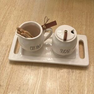 Mud Pie White Ceramic Coffee & Tea cream and sugar Set
